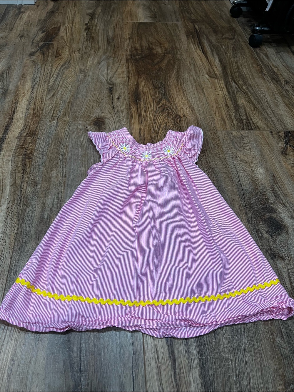 Pink Smocked Girls Dress by Clover Cottage size 3